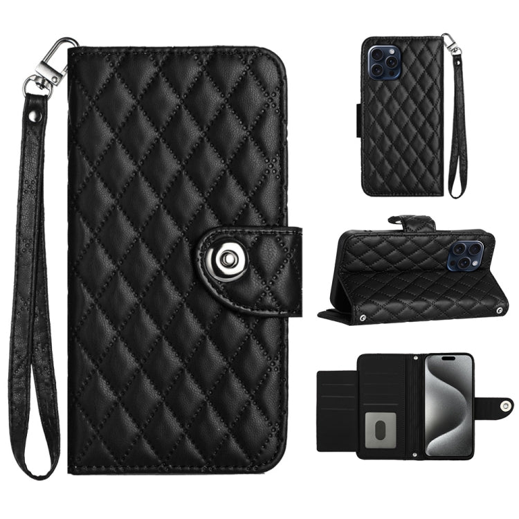 Rhombic Texture Flip Leather Phone Case with Lanyard, Series 1