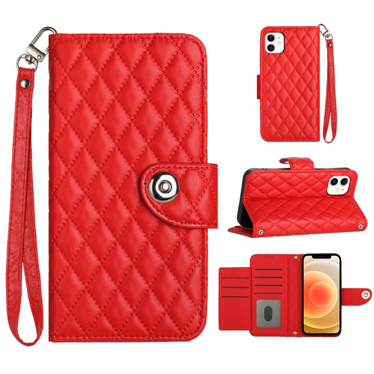 Rhombic Texture Flip Leather Phone Case with Lanyard, Series 1