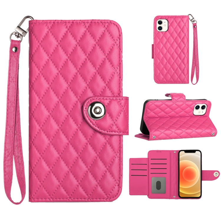 Rhombic Texture Flip Leather Phone Case with Lanyard, Series 1