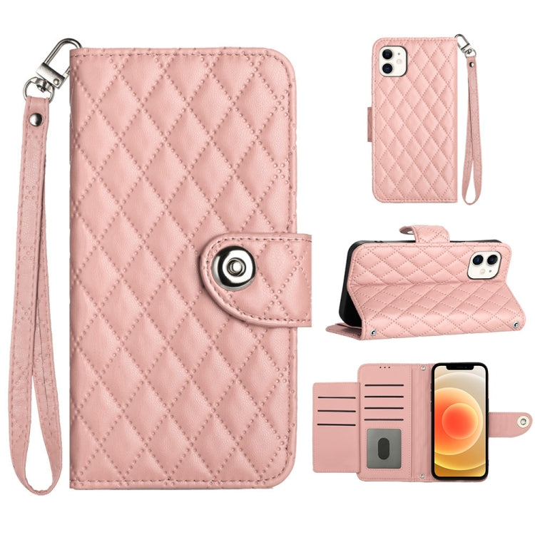 Rhombic Texture Flip Leather Phone Case with Lanyard, Series 1