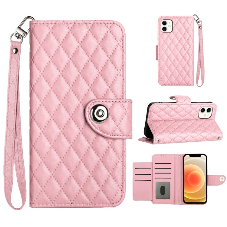 Rhombic Texture Flip Leather Phone Case with Lanyard, Series 1