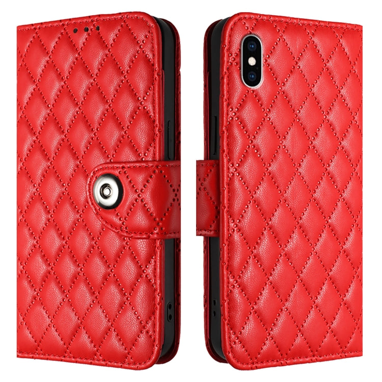 Rhombic Texture Flip Leather Phone Case with Lanyard, For iPhone XS Max, For iPhone 8 Plus / 7 Plus / 6s Plus