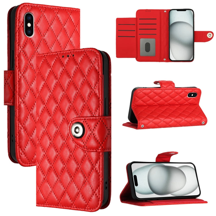 Rhombic Texture Flip Leather Phone Case with Lanyard, For iPhone XS Max, For iPhone 8 Plus / 7 Plus / 6s Plus