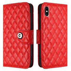 Rhombic Texture Flip Leather Phone Case with Lanyard, For iPhone XS Max, For iPhone 8 Plus / 7 Plus / 6s Plus