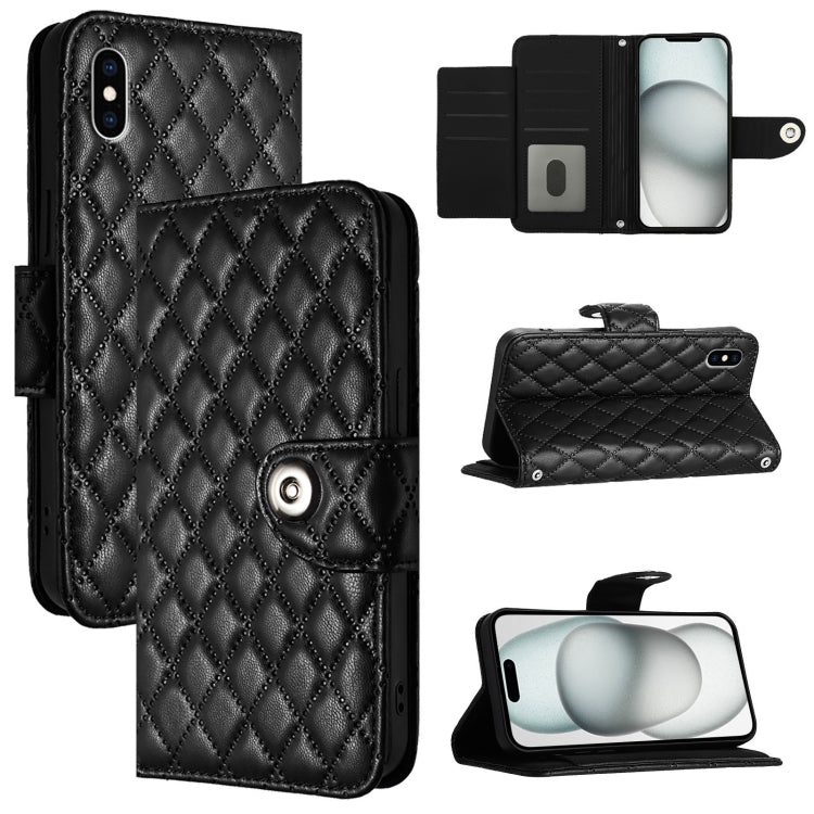 Rhombic Texture Flip Leather Phone Case with Lanyard, For iPhone XS Max, For iPhone 8 Plus / 7 Plus / 6s Plus