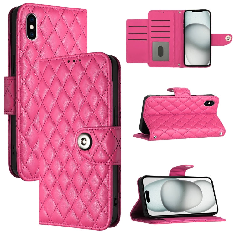 Rhombic Texture Flip Leather Phone Case with Lanyard, For iPhone XS Max, For iPhone 8 Plus / 7 Plus / 6s Plus