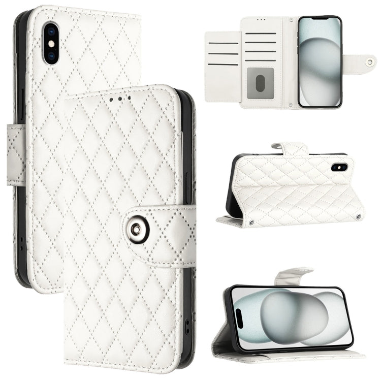 Rhombic Texture Flip Leather Phone Case with Lanyard, For iPhone XS Max, For iPhone 8 Plus / 7 Plus / 6s Plus