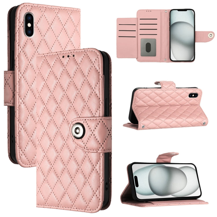 Rhombic Texture Flip Leather Phone Case with Lanyard, For iPhone XS Max, For iPhone 8 Plus / 7 Plus / 6s Plus