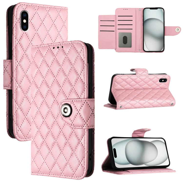 Rhombic Texture Flip Leather Phone Case with Lanyard, For iPhone XS Max, For iPhone 8 Plus / 7 Plus / 6s Plus