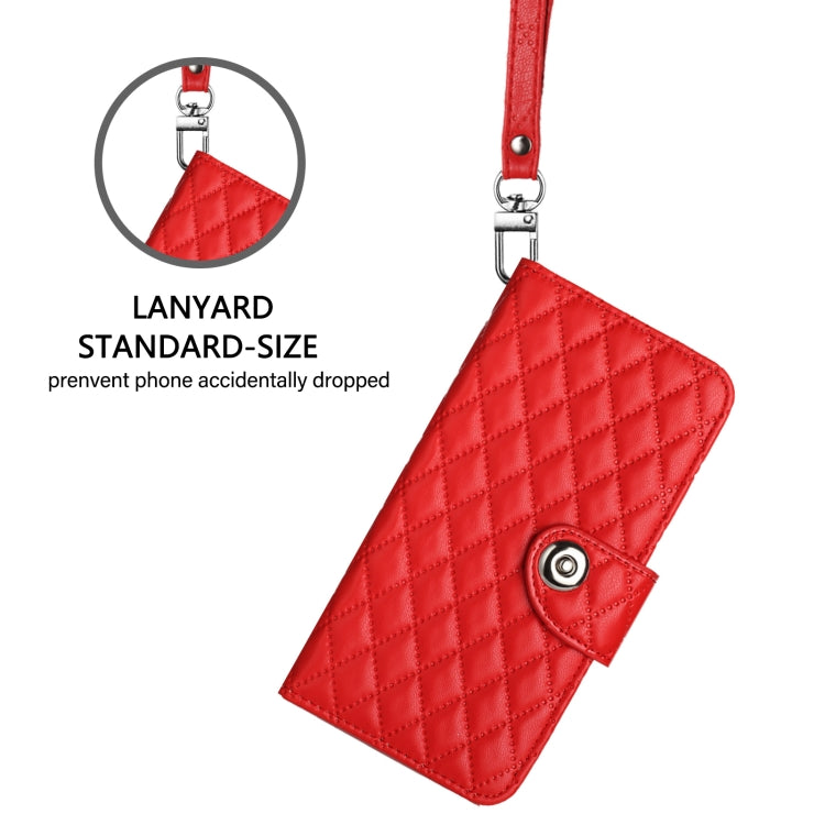 Rhombic Texture Flip Leather Phone Case with Lanyard, Series 1