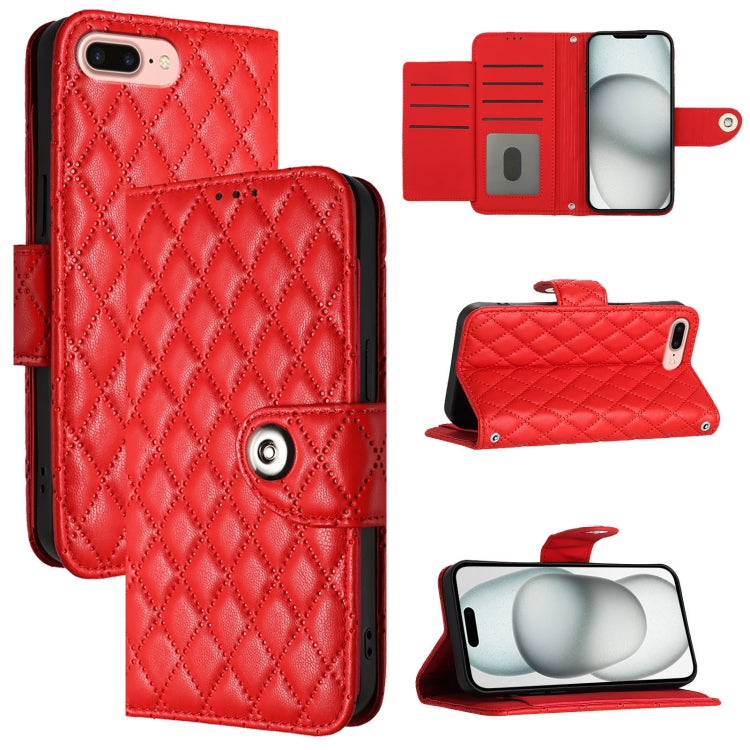Rhombic Texture Flip Leather Phone Case with Lanyard, For iPhone XS Max, For iPhone 8 Plus / 7 Plus / 6s Plus