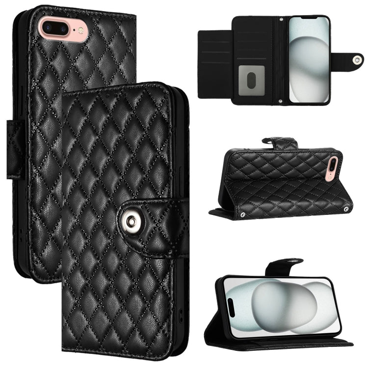 Rhombic Texture Flip Leather Phone Case with Lanyard, For iPhone XS Max, For iPhone 8 Plus / 7 Plus / 6s Plus