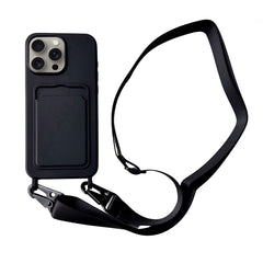 Card Slot Liquid Silicone Phone Case with Lanyard, For iPhone 12 Pro Max