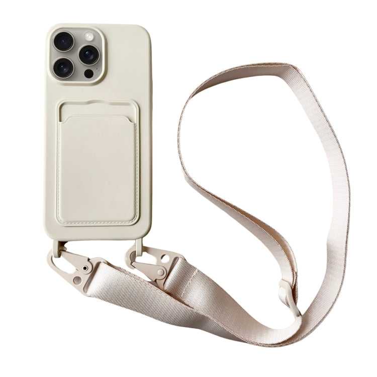 Card Slot Liquid Silicone Phone Case with Lanyard, For iPhone 12 Pro Max