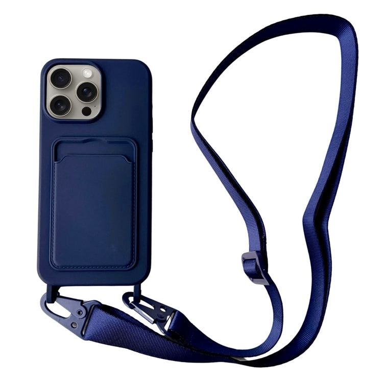 Card Slot Liquid Silicone Phone Case with Lanyard, For iPhone 12 Pro Max