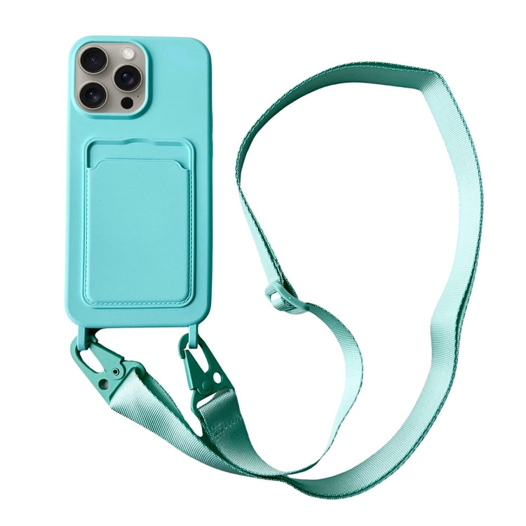 Card Slot Liquid Silicone Phone Case with Lanyard, For iPhone 12 Pro Max