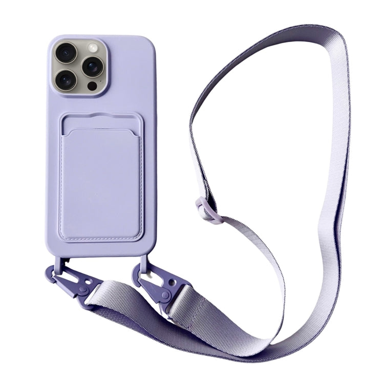 Card Slot Liquid Silicone Phone Case with Lanyard, For iPhone 12 Pro Max