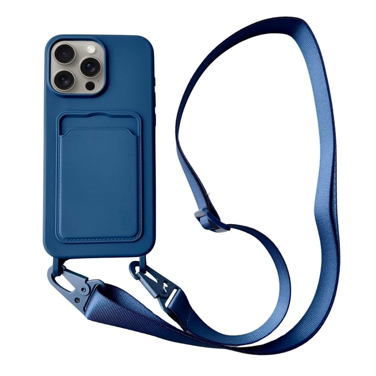 Card Slot Liquid Silicone Phone Case with Lanyard, For iPhone 12 Pro Max