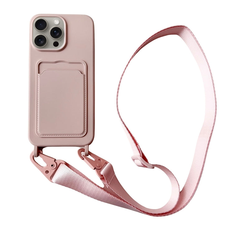 Card Slot Liquid Silicone Phone Case with Lanyard, For iPhone 12 Pro Max