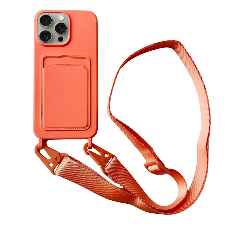 Card Slot Liquid Silicone Phone Case with Lanyard, For iPhone 12 Pro Max