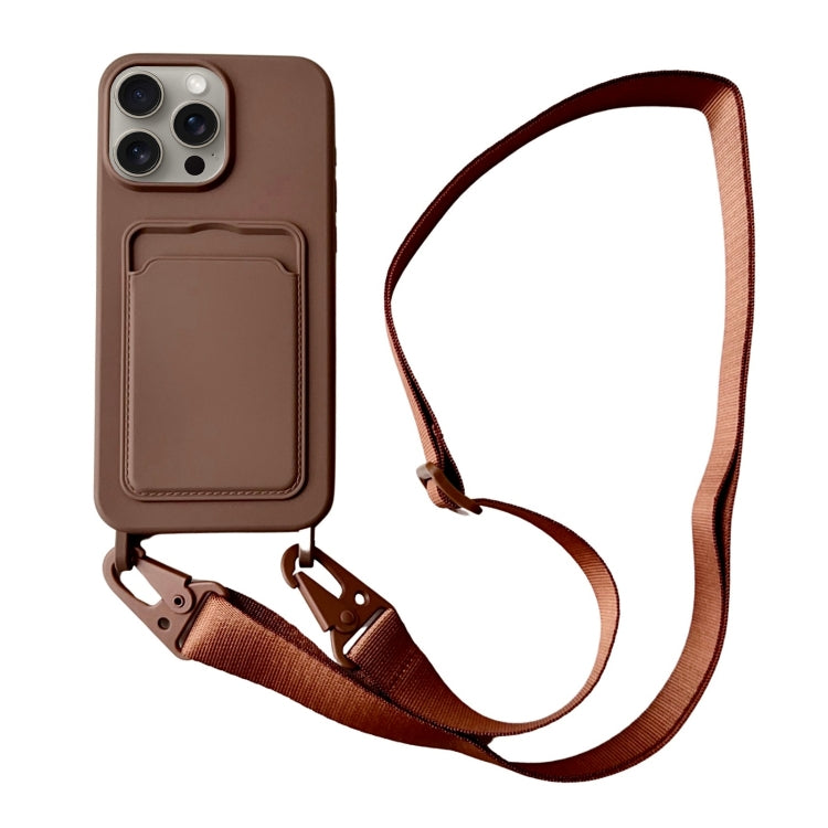 Card Slot Liquid Silicone Phone Case with Lanyard, For iPhone 13 Pro Max