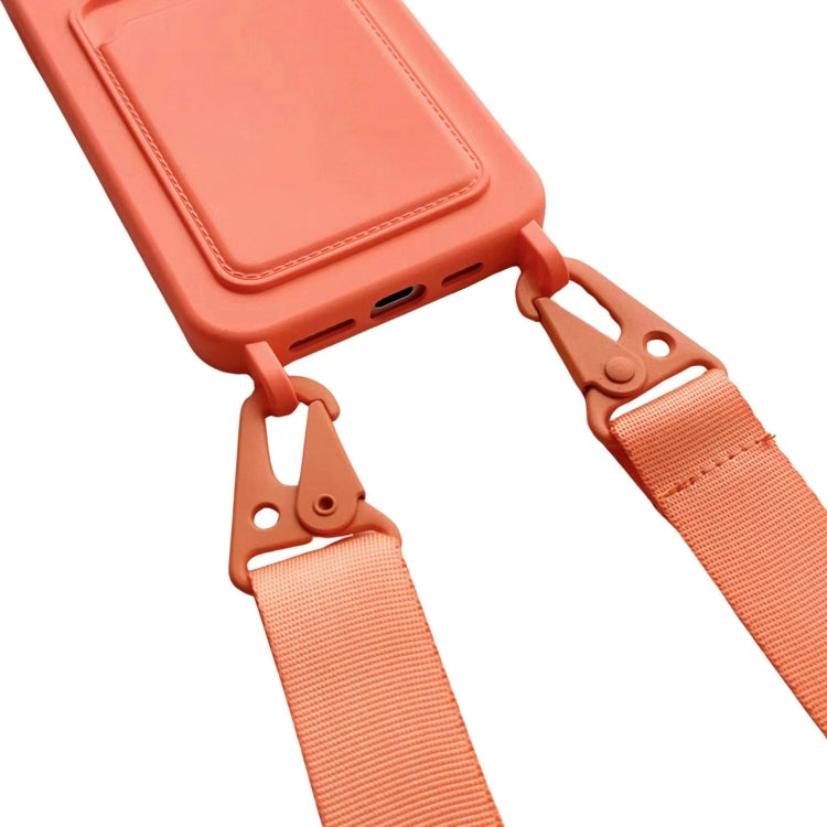 Card Slot Liquid Silicone Phone Case with Lanyard, For iPhone 12 Pro Max