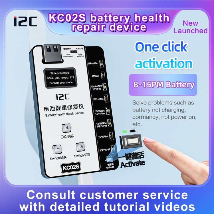 i2C KC02S Battery Health Recovery Device Activation Instrument For iPhone 11-15 Series