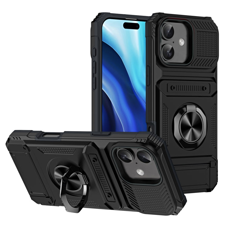 TPU+PC Shockproof Card Phone Case with Metal Ring Holder, Series 1