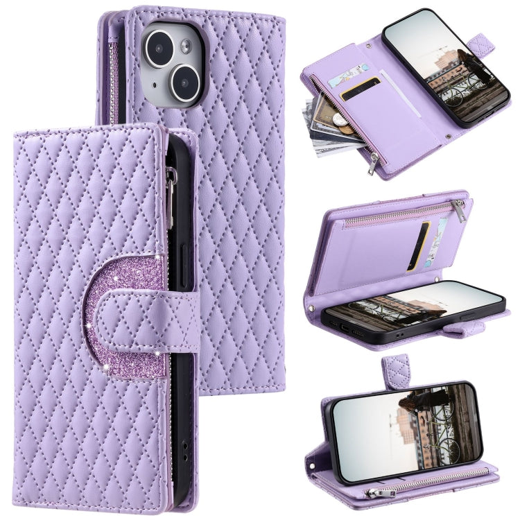 Glitter Lattice Zipper Wallet Leather Phone Case, Series 1