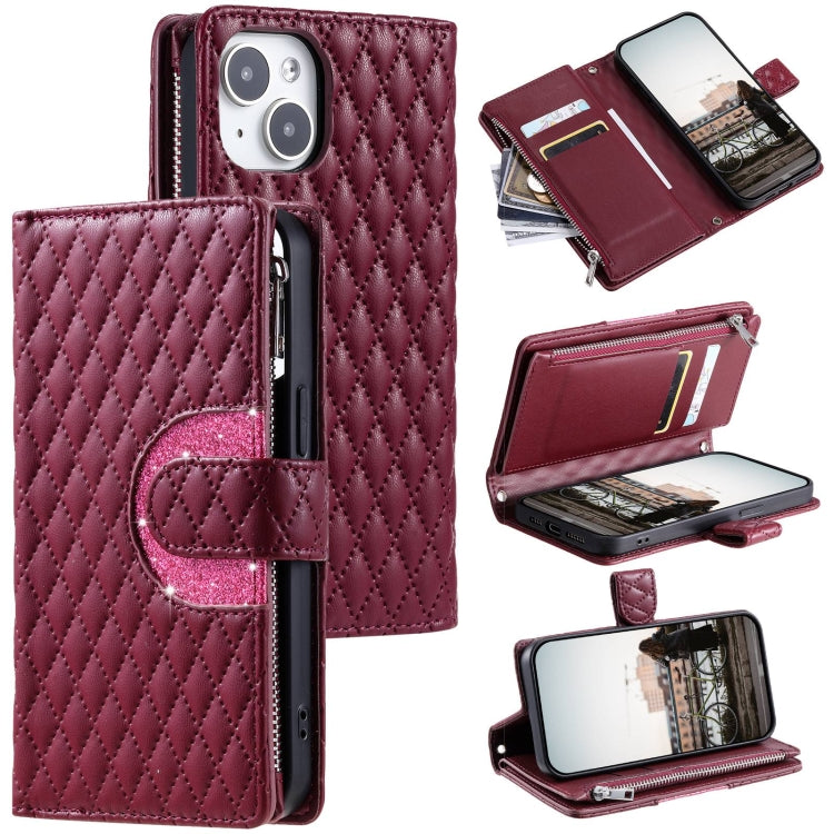 Glitter Lattice Zipper Wallet Leather Phone Case, Series 1