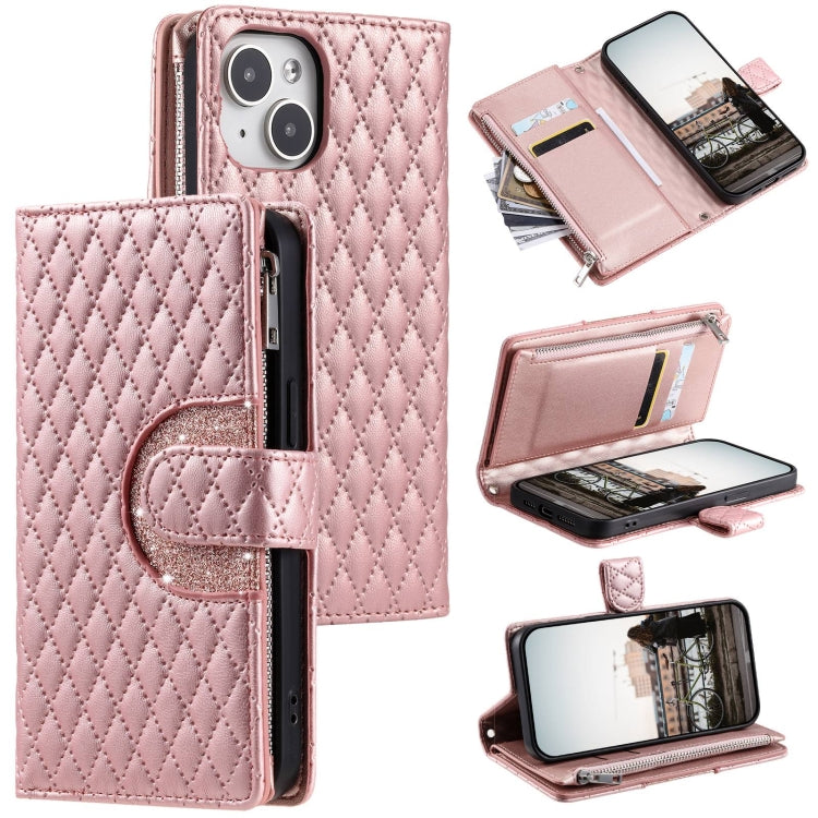 Glitter Lattice Zipper Wallet Leather Phone Case, Series 1