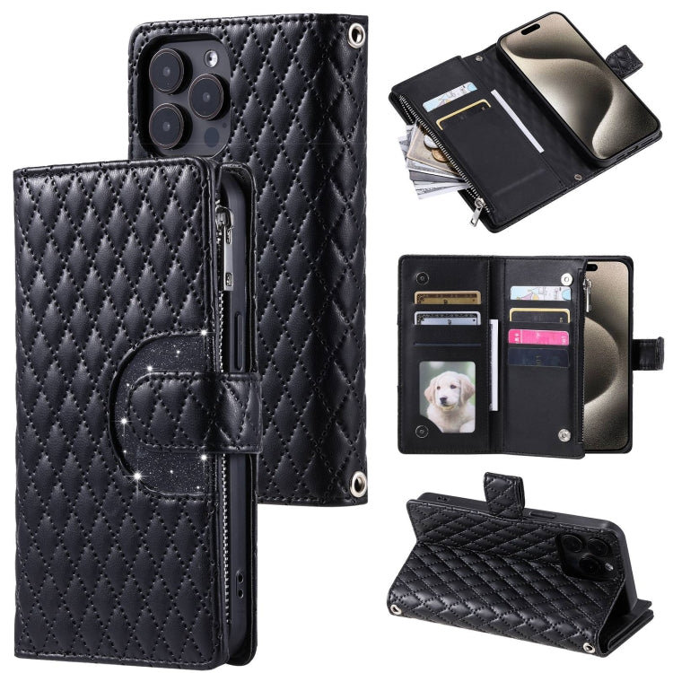 Glitter Lattice Zipper Wallet Leather Phone Case, Series 1