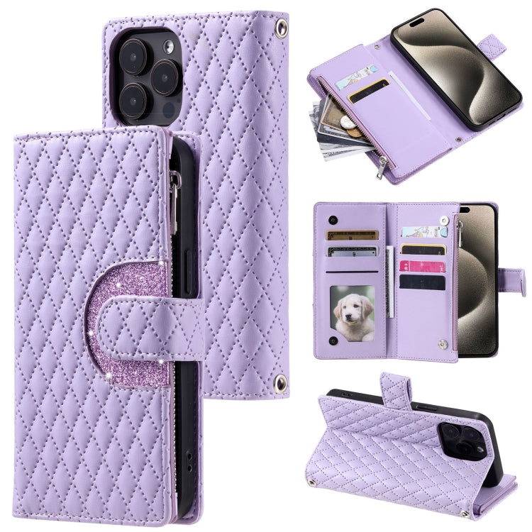 Glitter Lattice Zipper Wallet Leather Phone Case, Series 1