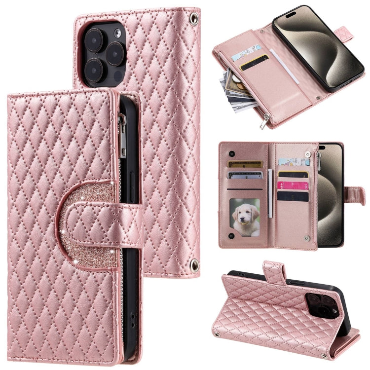 Glitter Lattice Zipper Wallet Leather Phone Case, Series 1