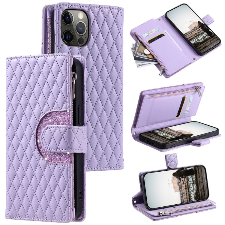 Glitter Lattice Zipper Wallet Leather Phone Case, Series 1