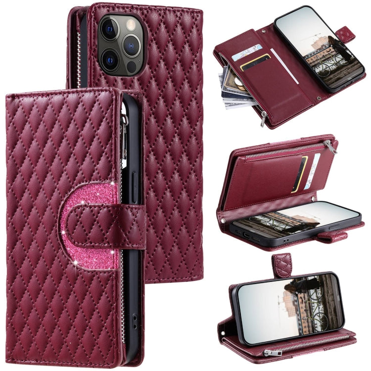 Glitter Lattice Zipper Wallet Leather Phone Case, Series 1