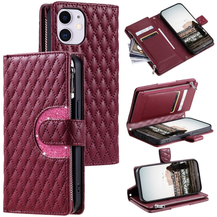 Glitter Lattice Zipper Wallet Leather Phone Case, Series 1