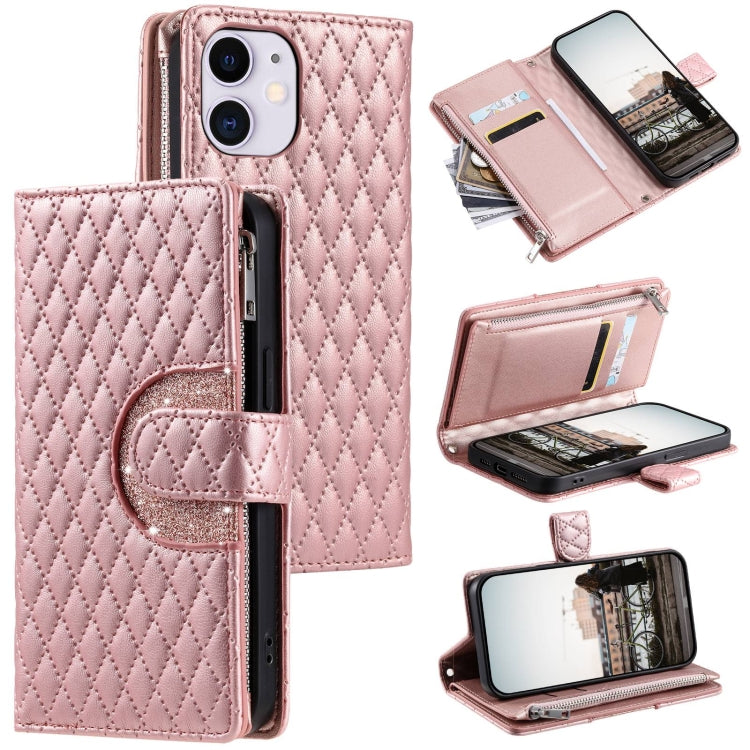 Glitter Lattice Zipper Wallet Leather Phone Case, Series 1