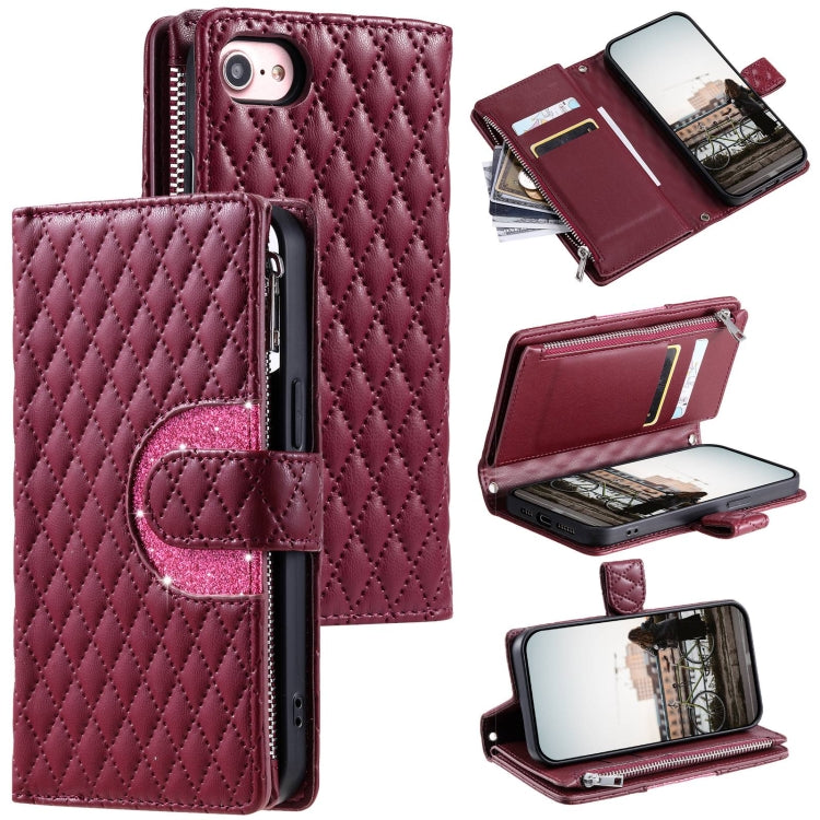 Glitter Lattice Zipper Wallet Leather Phone Case, Series 1