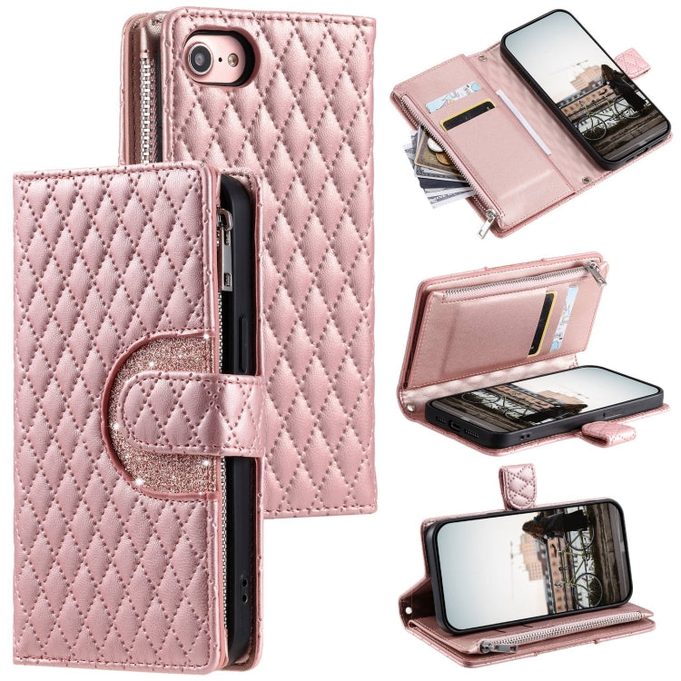 Glitter Lattice Zipper Wallet Leather Phone Case, Series 1