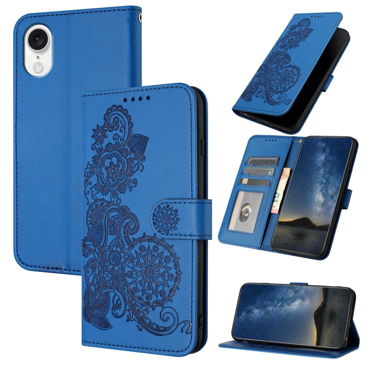 Datura Flower Embossed Flip Leather Phone Case, Series 1