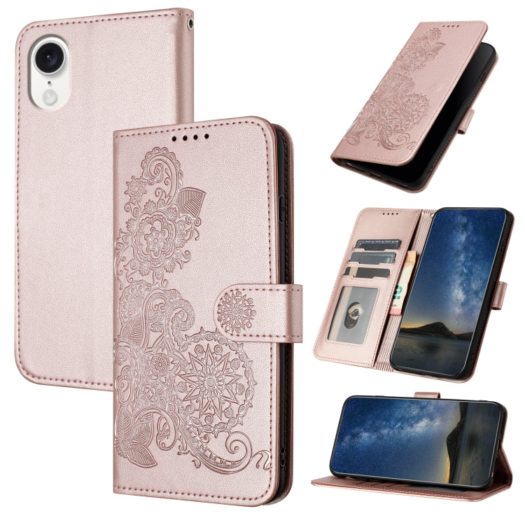 Datura Flower Embossed Flip Leather Phone Case, Series 1