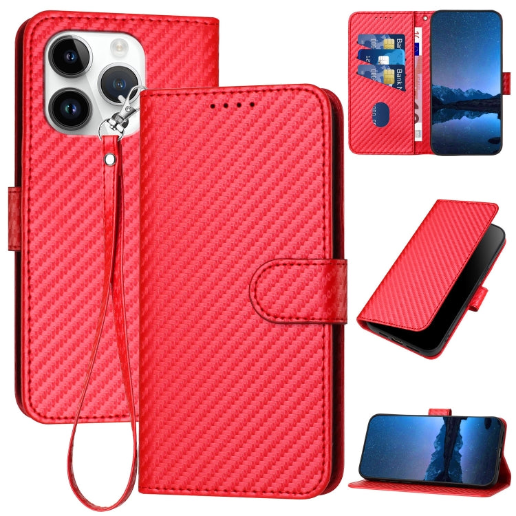 YX0070 Carbon Fiber Buckle Leather Phone Case with Lanyard, Series 1