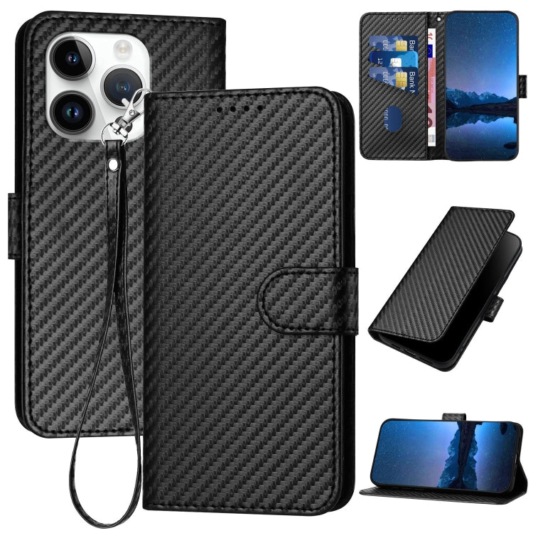 YX0070 Carbon Fiber Buckle Leather Phone Case with Lanyard, Series 1