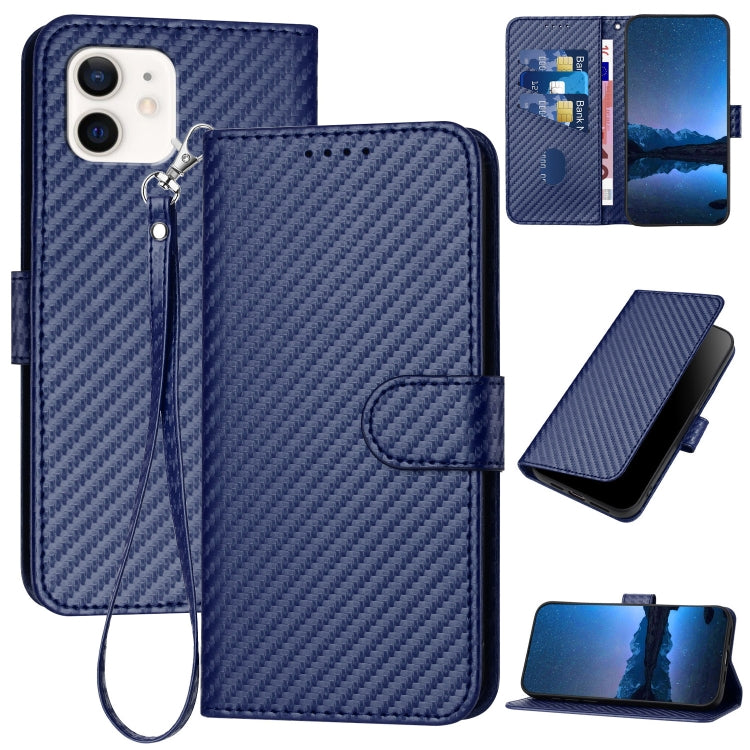 YX0070 Carbon Fiber Buckle Leather Phone Case with Lanyard, Series 1