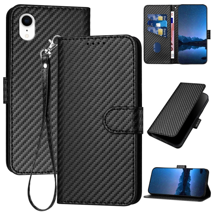 YX0070 Carbon Fiber Buckle Leather Phone Case with Lanyard, Series 1