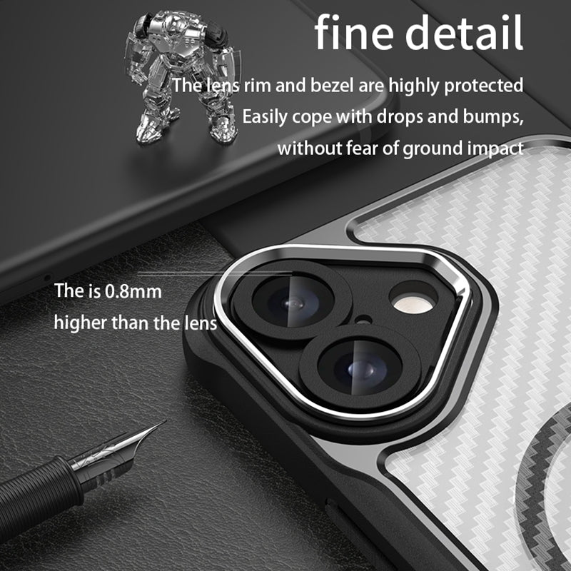 For iPhone 16 Carbon Fiber Texture MagSafe Translucent Phone Case