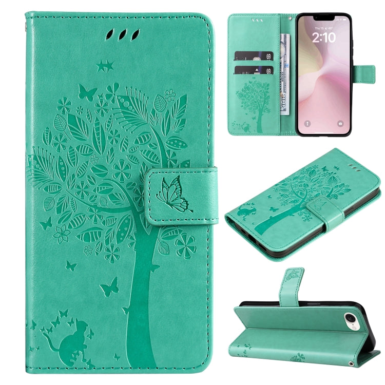 Tree & Cat Embossed Pattern Flip Leather Phone Case, Series 1