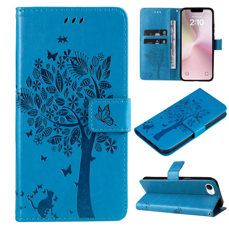 Tree & Cat Embossed Pattern Flip Leather Phone Case, Series 1