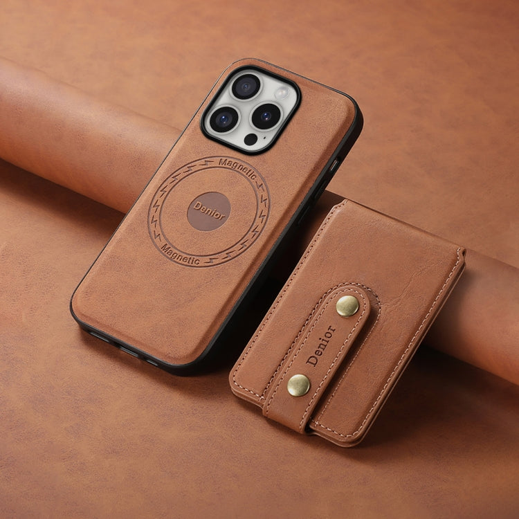 Denior D14 NK Retro Pattern MagSafe Magnetic Card Holder Leather Phone Case, For iPhone 16 Pro Max, For iPhone 16 Pro, For iPhone 16 Plus, For iPhone 16, For iPhone 15 Pro Max, For iPhone 15 Pro, For iPhone 15 Plus, For iPhone 15